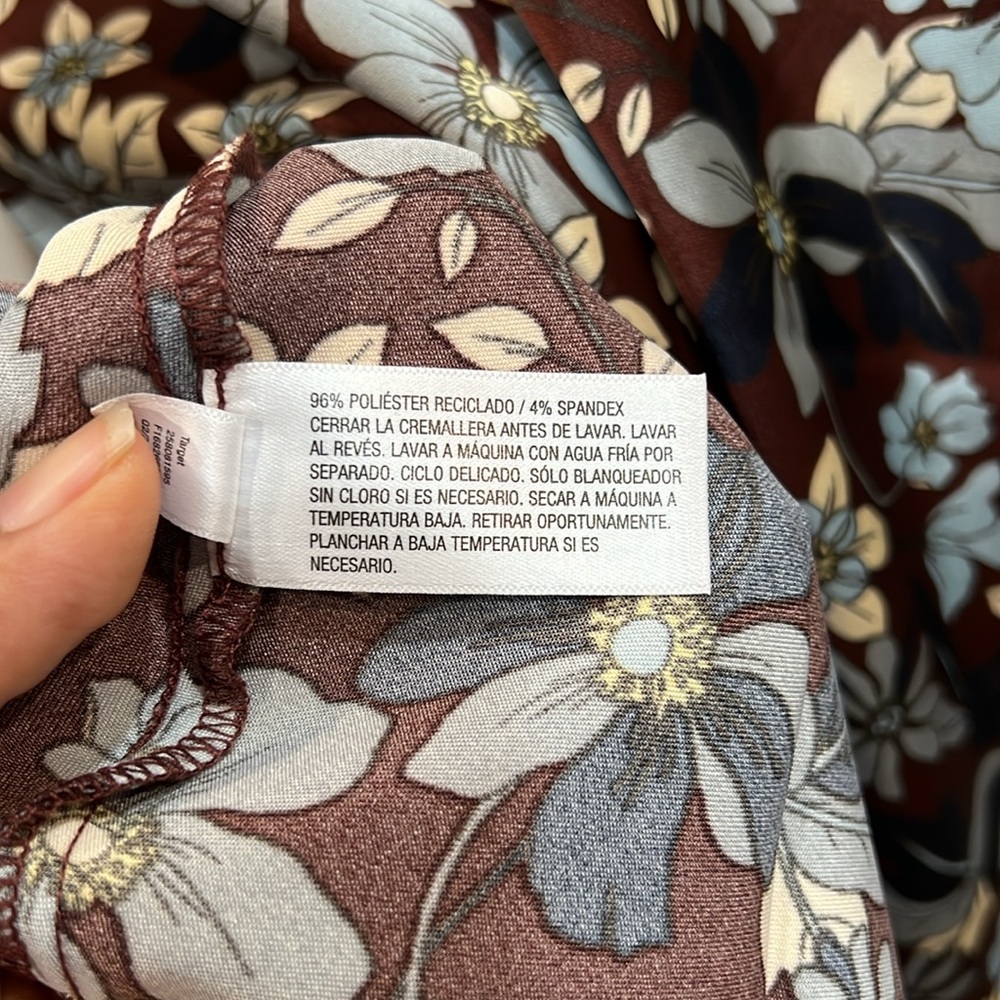 NWT! Future Collective x Reese Blutstein brown/blue floral open back mini dress - Picture 8 of 8